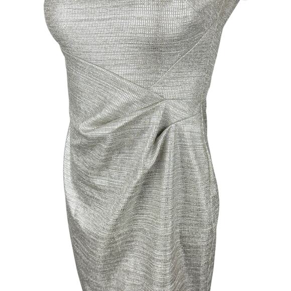 LAUREN Ralph Lauren Silver Gold Metallic Shimmering Sleeveless Sheath Dress Sz 2 - Picture 2 of 5